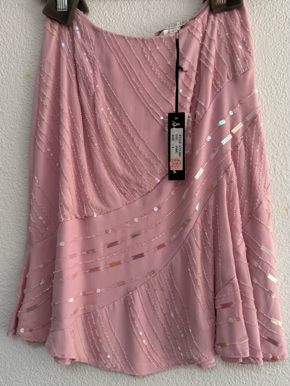 Embellished Pink Circle Skirt 100% silk